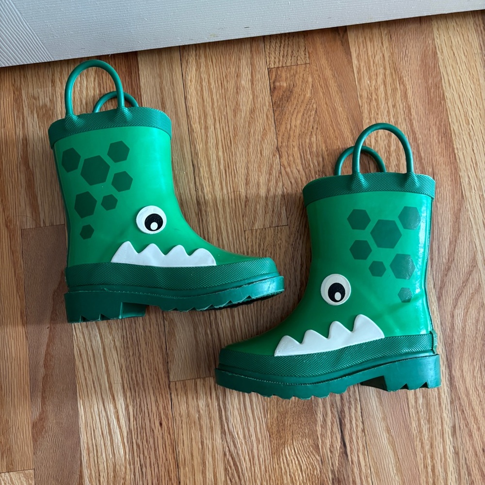 Lily & Dan Kids Green Alligator Rain Boots